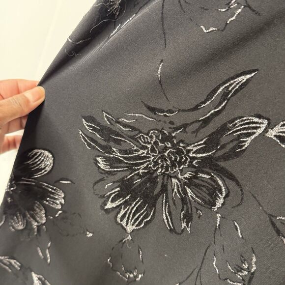 Evan Picone Floral Velvet Burnout Dress 4P Black Empire Ruched Dark Fairy Grunge - Picture 4 of 12